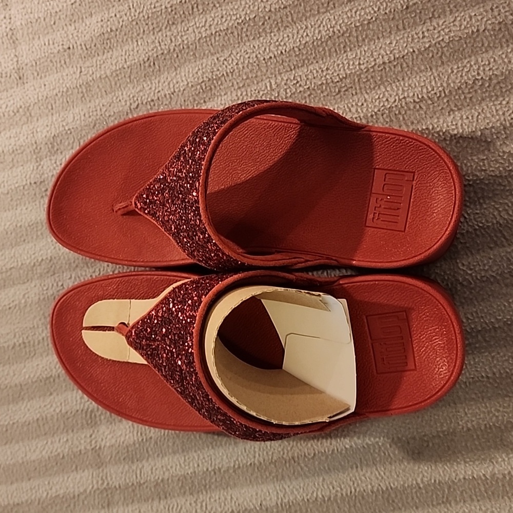 Fitflop lulu  glitter toe thong dusky red us 8